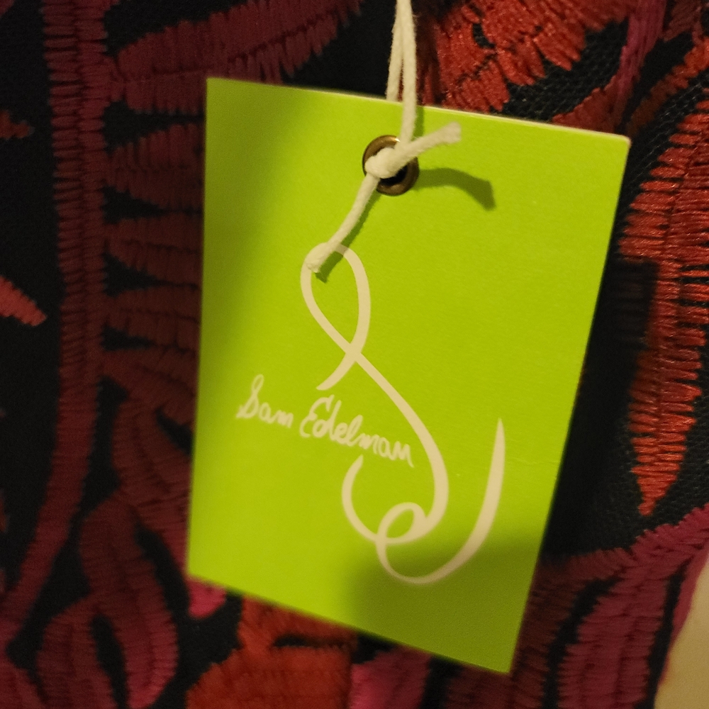 NWT SAM EDELMAN Laurel Leaf Embroidered Midi Dress Dark Pink Size 14 - Picture 8 of 14